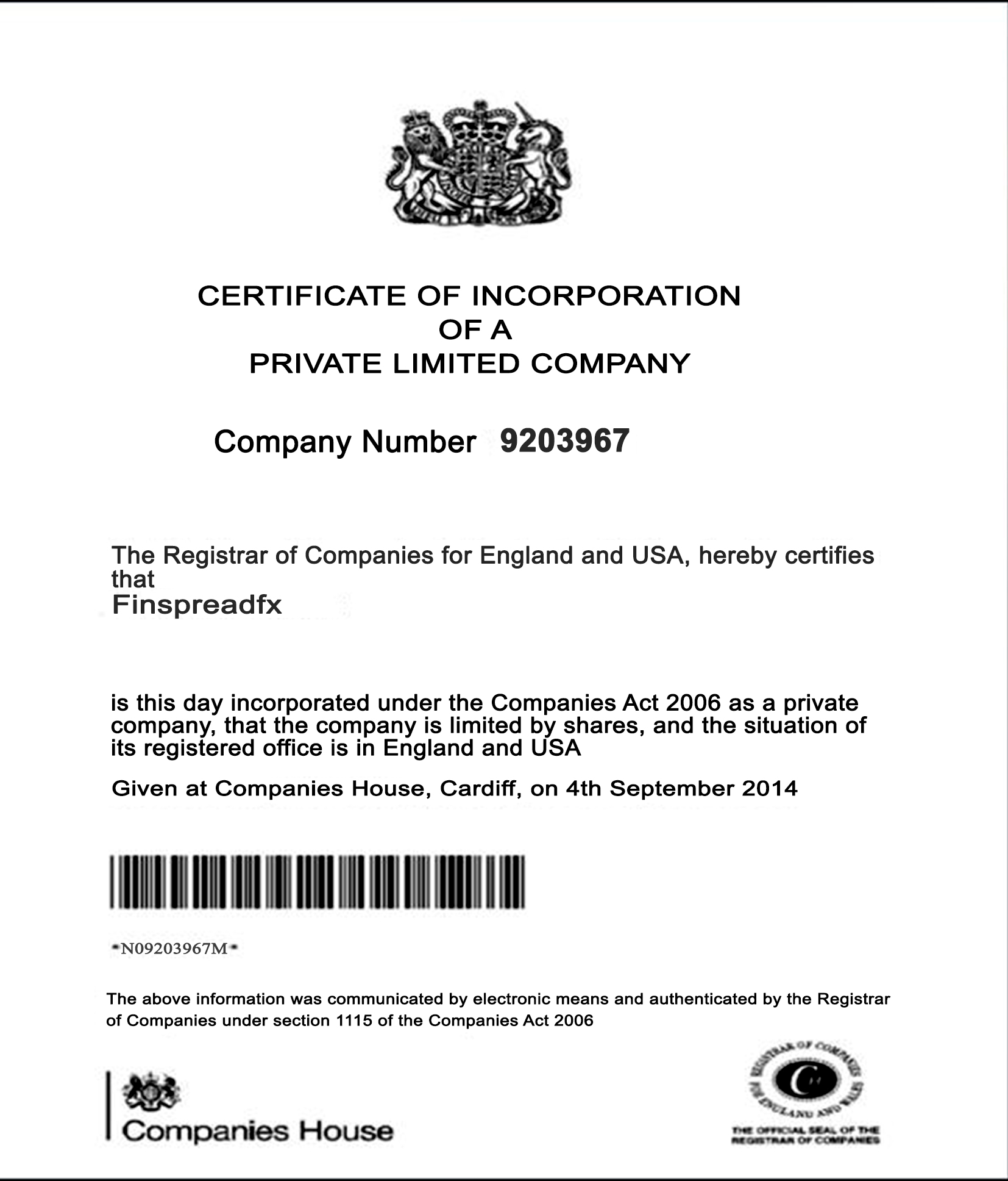 certificate